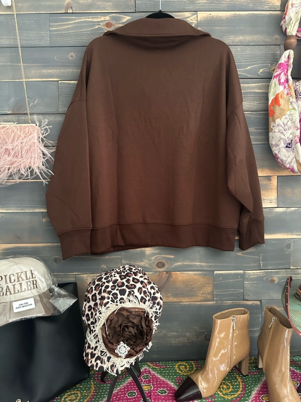 Scuba Collared Pullover & Center Seam Pants Set - Picture 2 of 7